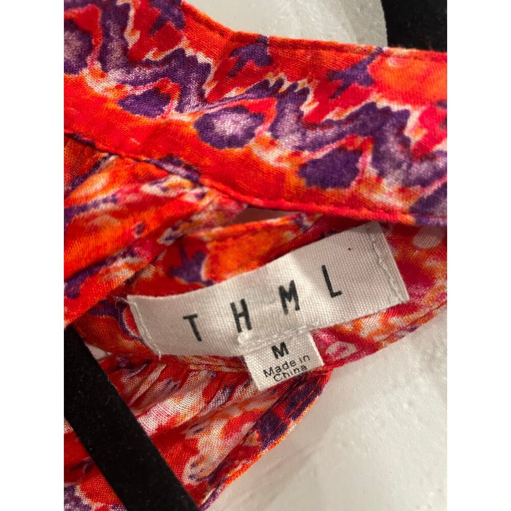 THML Boho Aztec Print Halter Top Size Medium M Yellow Tassel Hem EUC - Picture 5 of 6
